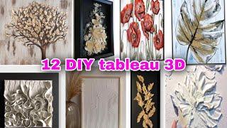 12 DIY tableaux 3D idées recyclage ️ crafts recycler, decorations للمبتدئينلوحات اصنعيها بنفسك