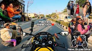 Cute Girl Reaction on Kawasaki Z900 | Bunny Helmet Cover | Market Reaction 4 #z900 #kawasaki #cute