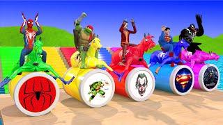 Red Horse Spiderman Crossing On Shark Bridge Spiders With Rainbow Horse Rescue Baby Animals Game