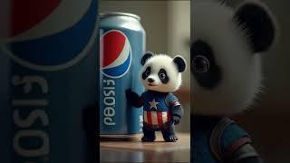 Captain Panda is here to save your thirst! ‍️ #Cute #Panda #CaptainAmerica #Pepsi #Thirsty #Funny