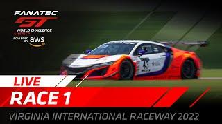 LIVE | Race 1 | Virginia | Fanatec GT World Challenge America Powered by AWS 2022