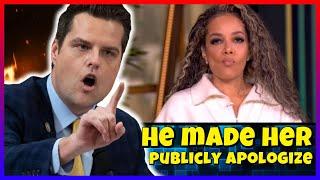 Breaking News! Matt Gaetz get REVENGE on The View Sunny Hostin forcing an apology or face lawsuit!