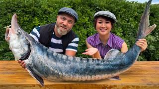 I Cooked a Giant Sturgeon with Chef Kanan at His Outdoor Kitchen!