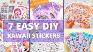 DIY Kawaii stickers/ How to make stickers at home/ Handmade stickers /7 easy diy kawaii stickers