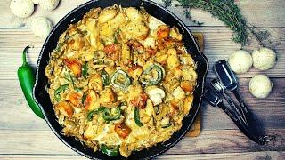 One Pan Creamy Garlic Mushrooms Chicken.