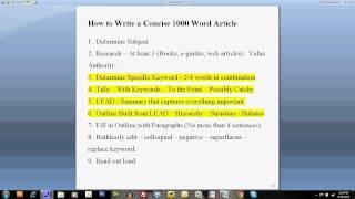 How to Write a Concise 1000 word Article for the Internet