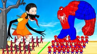 Evolution Of SPIDERMAN Family Vs BATMAN Family Playing Squid Game 2 Animation | 어몽어스 오징어 게임 2