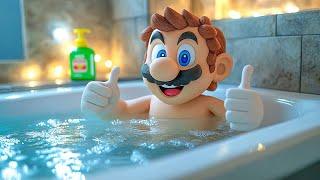 Mario’s Bath Time! Lego Luigi enters the Nintendo Switch to save Mario! Mario Story