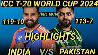 India vs Pakistan | T-20 world cup 2024 Highlights| Full match Highlights| IND VS Pak Highlights 