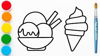 How to DRAW AND COLOR ICE CREAM | Step by Step