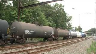 CSX Q418-12 and NS 409 at Woodbourne, Pennsylvania on 6/12/2010