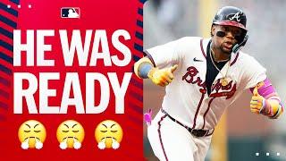 Ronald Acuña Jr. STAYS READY! Leadoff home run on FIRST PITCH!