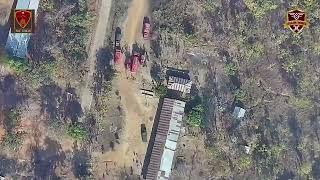 Falcon Wings' drones bombing a Myanmar military outpost and a command.