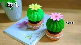 Ep1. Crochet Cactus in pot tutorial step by step #crochet #crochetflower #crochettutorial