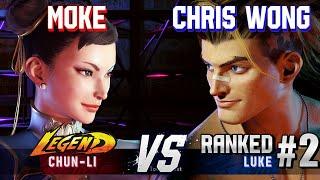 SF6 ▰ MOKE (Chun-Li) vs CHRIS WONG (#2 Ranked Luke) ▰ High Level Gameplay