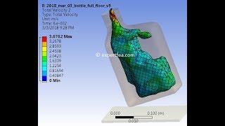 ANSYS WB Explicit Dynamics with fluids - Drop test of a recipient with water from 2 meters height