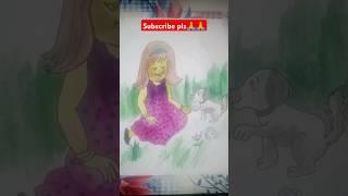 A cute girl with a dog #shorts #ytshorts #roji art and crafts # viral