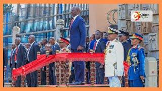 President Ruto arrives at Parliament Buildings ahead of his State of the Nation Address