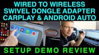 AutoABC Wired to Wireless Swivel Dongle for CarPlay Android Auto Setup Demo Review