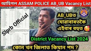 আহিগল ASSAM POLICE AB_UB District Vacancy List Out Slprb Official/lAssam Police District Vacancy