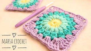 How to Crochet a Sunburst Granny Square | Mahsa Crochet