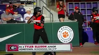 Georgia softball's Tyler Ellison home run vs. Clemson