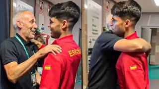 Alcaraz's Reaction When Alex Corretja Came to Surprise Him after the Match Spain Australia Davis Cup