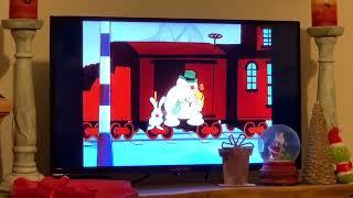 Frosty The Snowman has to carry the girl, and Hocus Pocus the rabbit to jump out of the train.