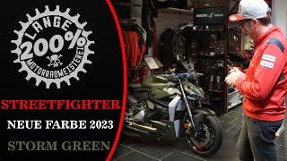 Ducati Streetfighter V2 2023 Storm Green. Trifft die neue Farbe Euren Geschmack? Umbau Ideen