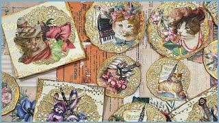 Victorian style embellishments for cat lovers | junk journal craft with me #junkjournaljuly