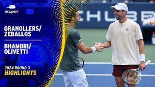 Granollers/Zeballos vs. Bhambri/Olivetti Highlights | 2024 US Open Round 3