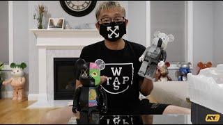 KAWS OriginalFake Companion Dissect 400% BEARBRICK unboxing video - Black & Grey Colorways