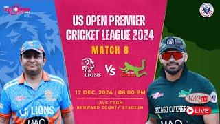 LIVE US OPEN PREMIER CRICKET LEAGUE 2024 MATCH#8 CHICAGO CATCHERS Vs LA LIONS