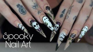 Cute But Spooky Halloween Nail Art | Hand Painted Tutorial