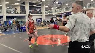 Benjamin Rutherford(lime green shoes), wrestles at YNEW Wrestling Championships. 15U 215 lbs