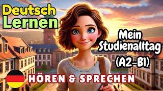 Mein Studienalltag auf Deutsch A2-B1 | Deutsch Lernen | Hören & Sprechen | Geschichte & Wortschatz