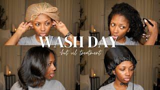 Wash Day Routine | Hot Oil Treatment | Niara Alexis