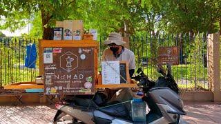 ASMR Cafe Vlog Mini Coffee Shop Street Nomad Handcraft Moka Pot Kopi Motorcycle Slow Bar Bike Tasty