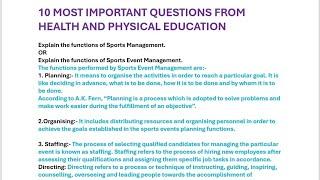 Most Important Questions from PHYSICAL EDUCATION(1)  CLASS 12 2024-25 #physicaleducation #class12