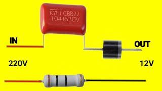 How to make 220v to 12v Transformerless power supply!