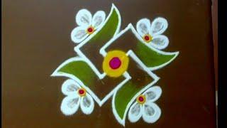 2 Mini Rangoli designs  5*3*3 & 4*2*2 dots Small Muggulu  Sukravaram Traditional kolangal