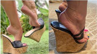 Mesmerizing collection of high heel wedge sandals.