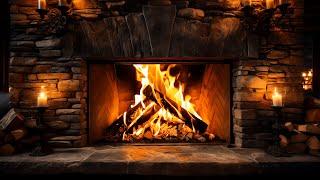 Rustic Fireplace in Cozy Setting with Relaxing Fire Sounds for Stress Relief & Deep Sleep Ambience