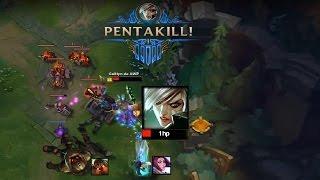 LoL Unbelievable Moments - Riven 1HP Pentakill | League Of Legends