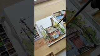 Painting an old house with watercolors #art #watercolor #painting #sketch# #drawing #artbook