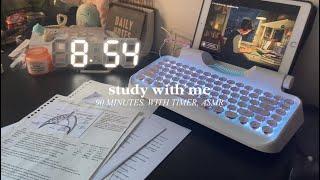 1h 30min real-time study with me asmr  | no music, with timer, background noises