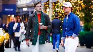 Men’s Street Style. Ralph Lauren Mayfair Christmas Display & Winter Fashion