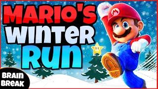  Mario's Winter Run ️ | Fitness Run | Brain Break | Mini-Games | GoNoodle Inspired