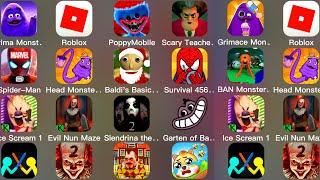 Grimace Monster Scary Survival,Poppy Playtime Chapter 3,Death Park 2,Mr Meat,Garten Of Banban 4,Eyes