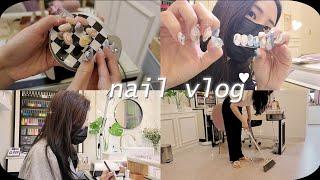 nail vlog | 두시간 일찍 출근해서 이달의아트 만드는 네일샵 브이로그 (또왔다 8월아트~, 네일재료 언박싱, 리모델링 전 마지막 샵 모습)